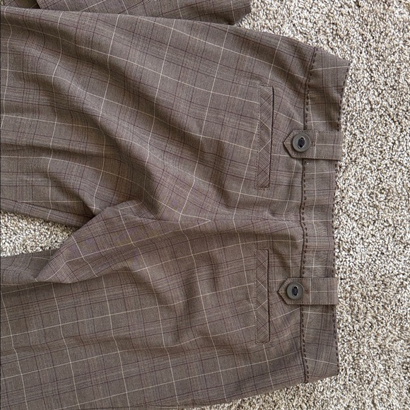 GUESS Brown Plaid Boot-Cut Pants with Matching Corset back Vest - Picture 9 of 10